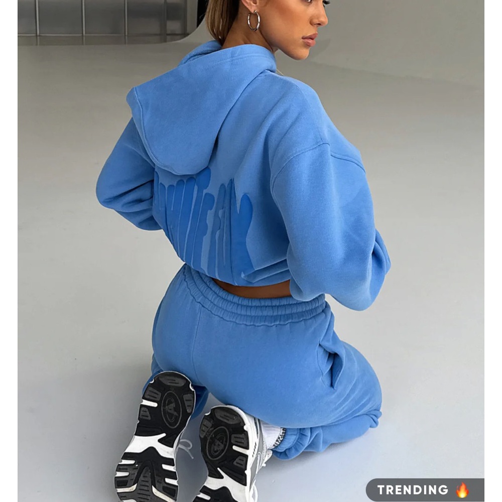 White Fox Boutique Blue Hoodie and Sweatpants Set